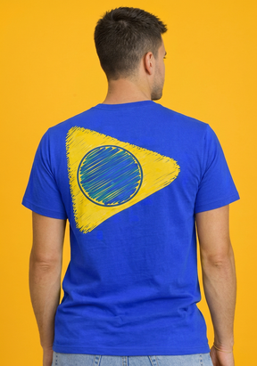 Camiseta Masculinas Azul Vista Direito
