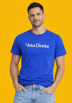 Camiseta Masculinas Azul Vista Direito