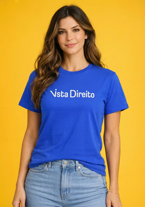 Camiseta Feminina Azul Vista Direito
