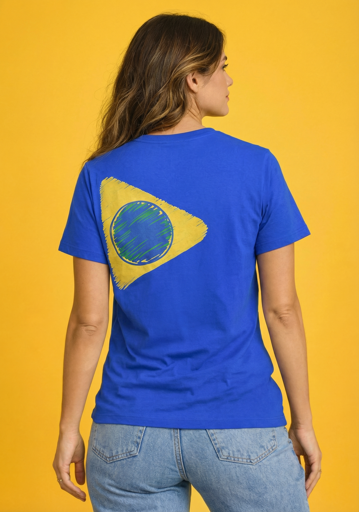 Camiseta Feminina Azul Vista Direito